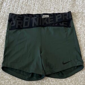 Nike Women's Pro Dark Green Athletic Shorts